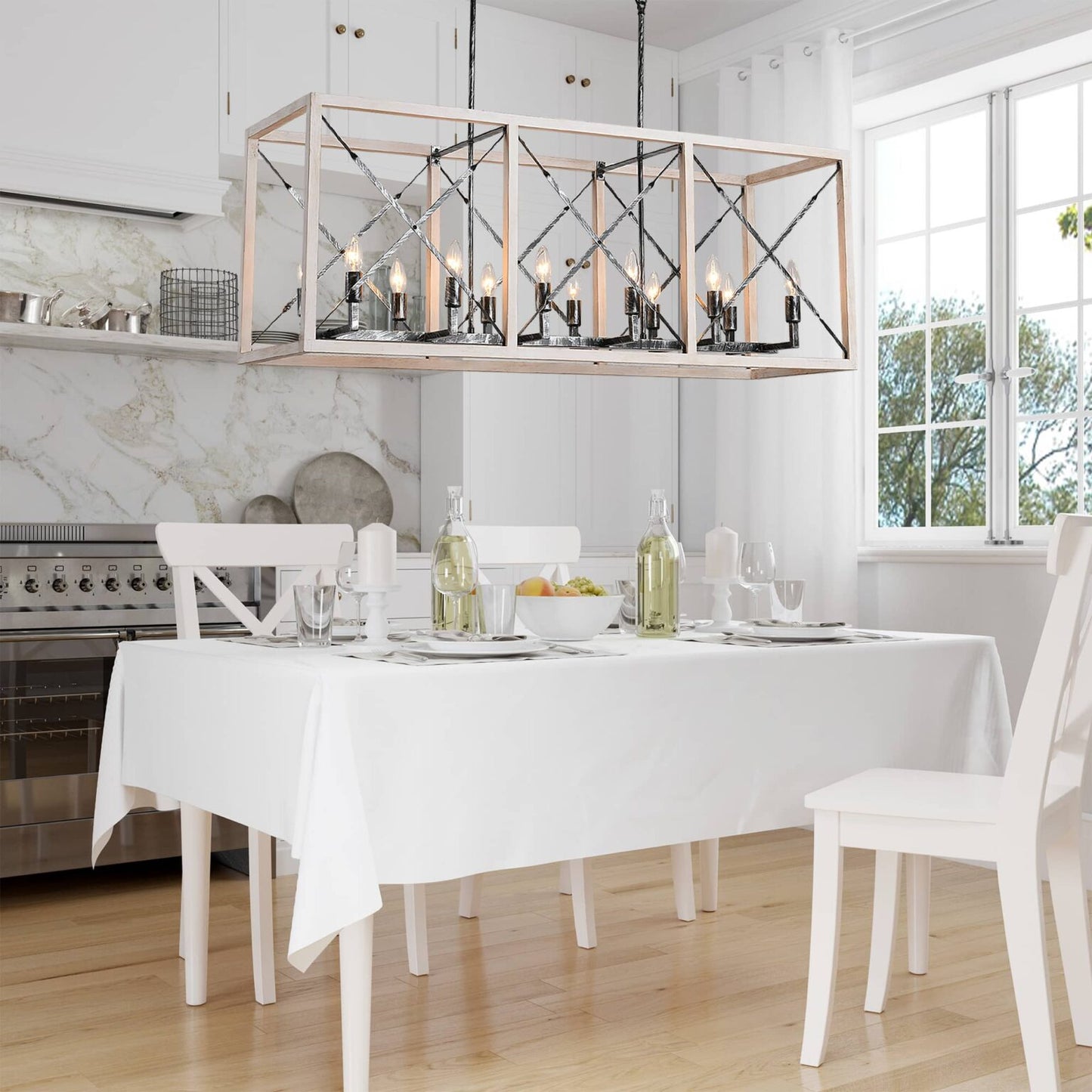Big Barrel Geometric Distressed Farmhouse Chandelier Model