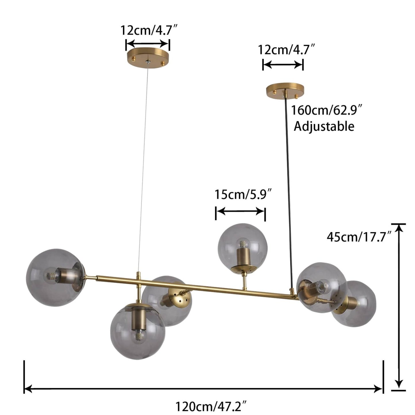 Carrigan Glass Globe Linear Chandelier Model