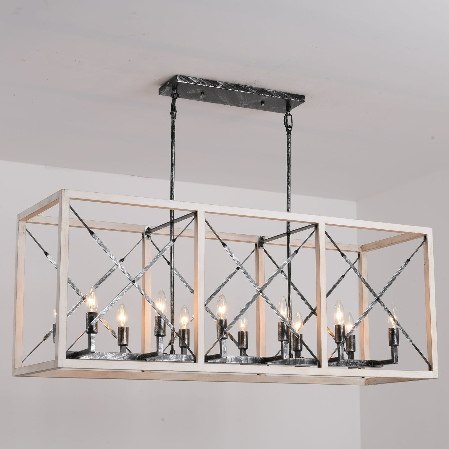 Big Barrel Geometric Distressed Farmhouse Chandelier Model