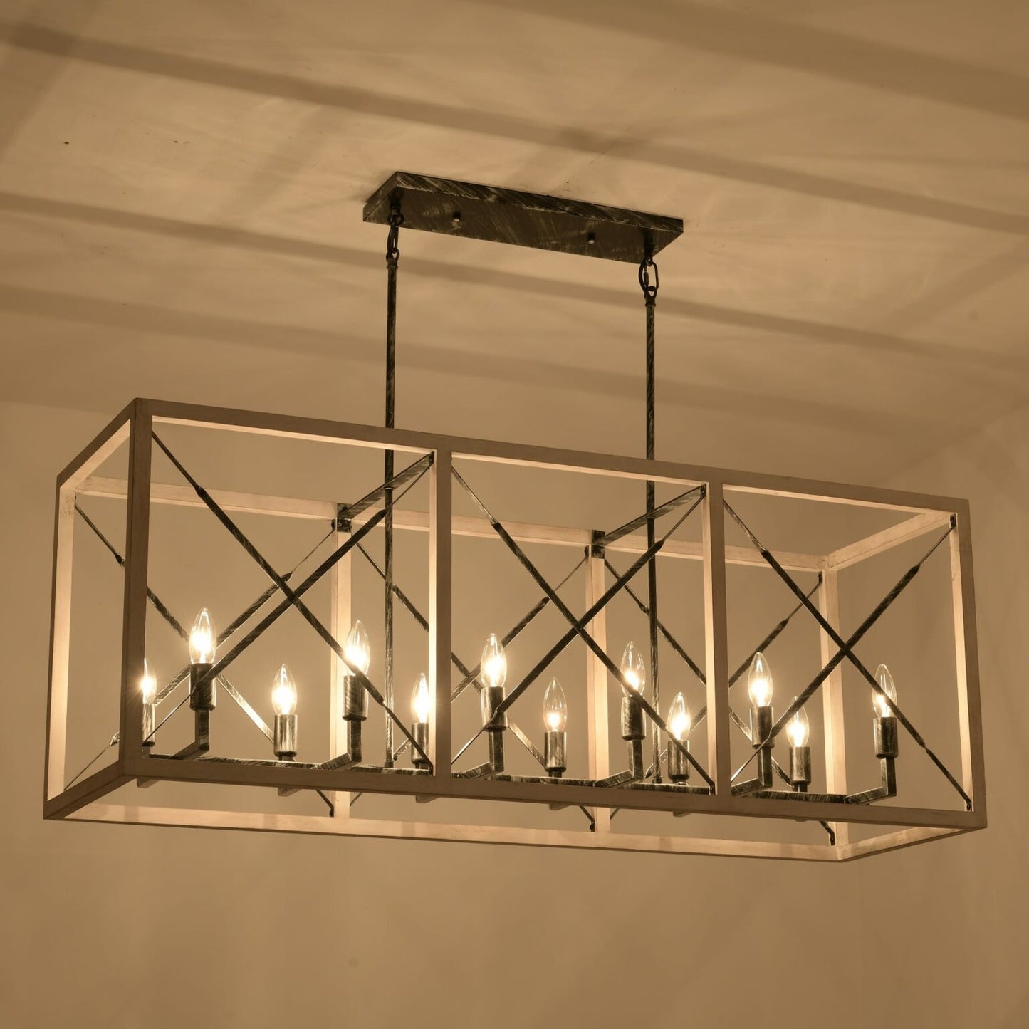 Big Barrel Geometric Distressed Farmhouse Chandelier Model