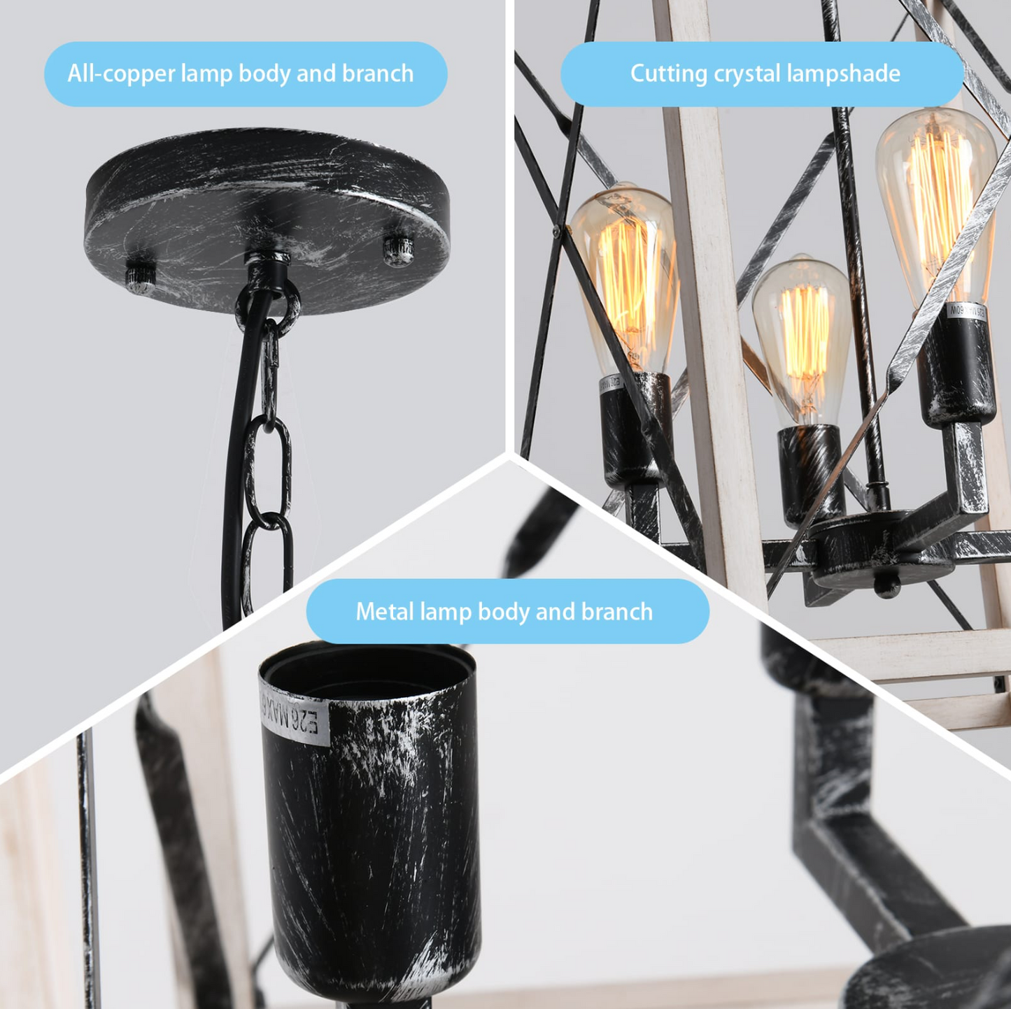 Remy Geometric Distressed Farmhouse Chandelier Model