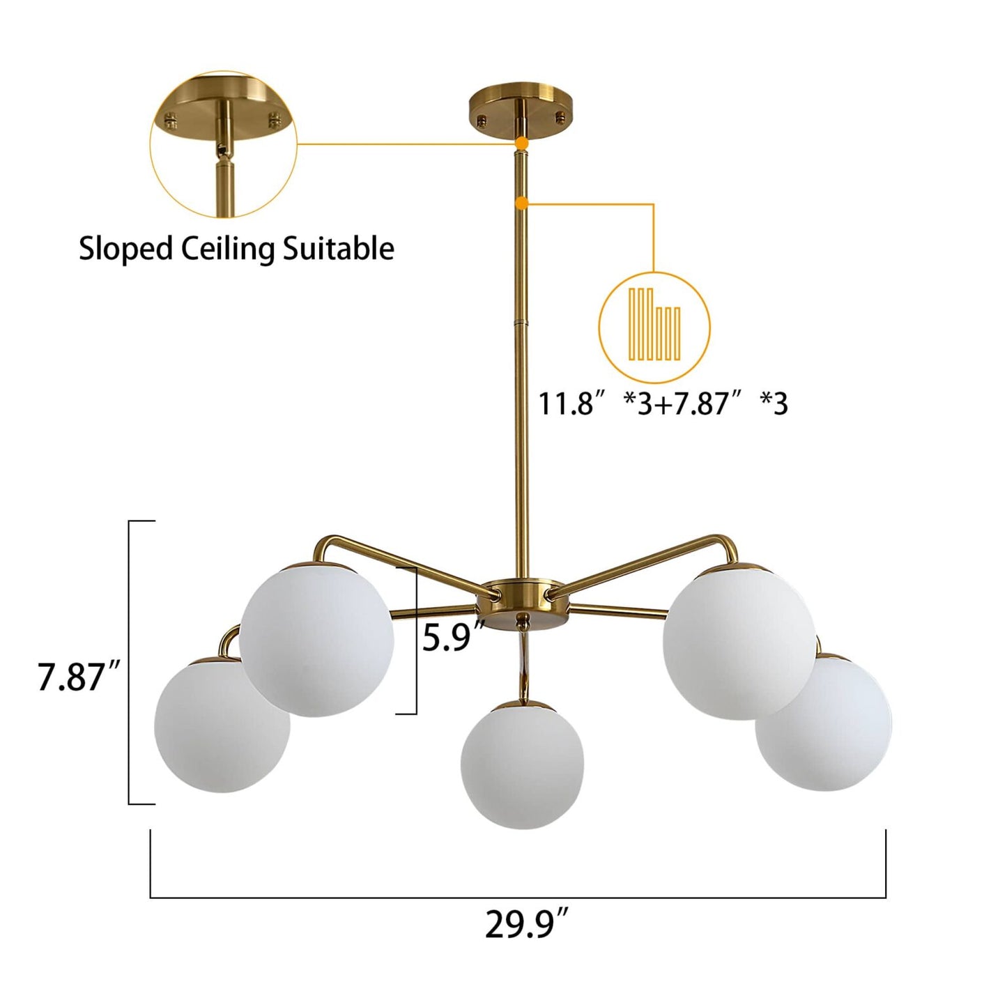 Avery Glass Globe Linear Chandelier/Pendant Lighting