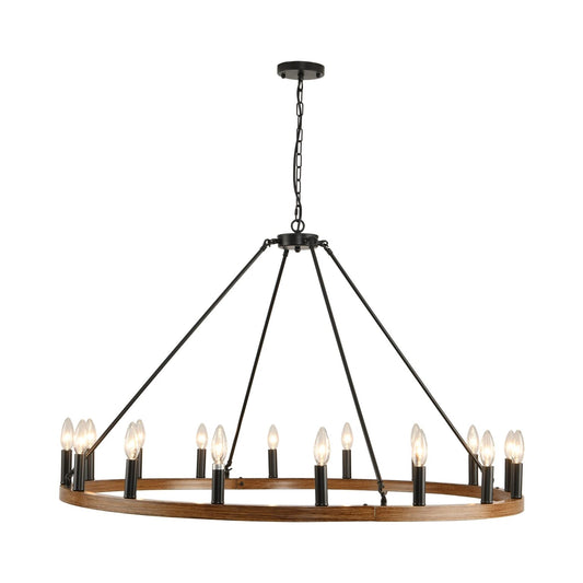 16-Light Ring Farmhouse Wagon Wheel Chandelier/Pendant Lighting