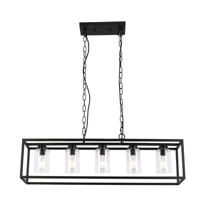 Finn Geometric Black Industrial Farmhouse Chandelier Model