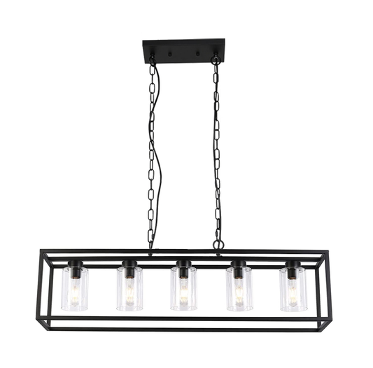 Finn Geometric Black Industrial Farmhouse Chandelier Model