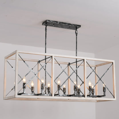 Big Barrel Geometric Distressed Farmhouse Chandelier Model