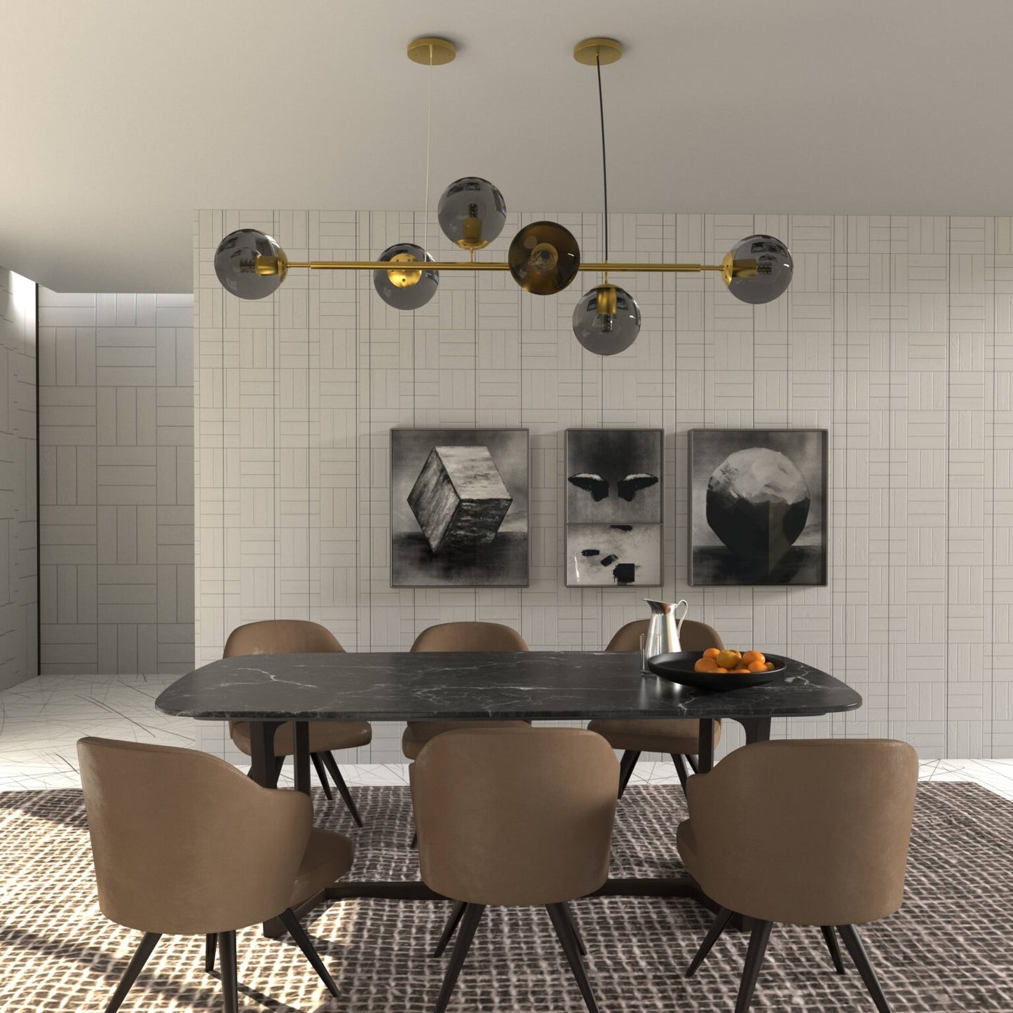 Carrigan Glass Globe Linear Chandelier Model